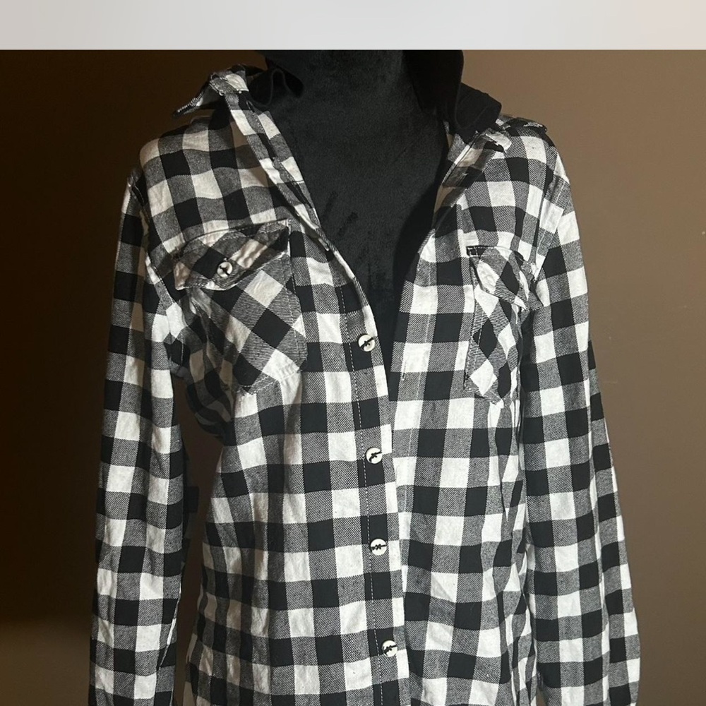 Black and White Checkered Button-Up Shirt